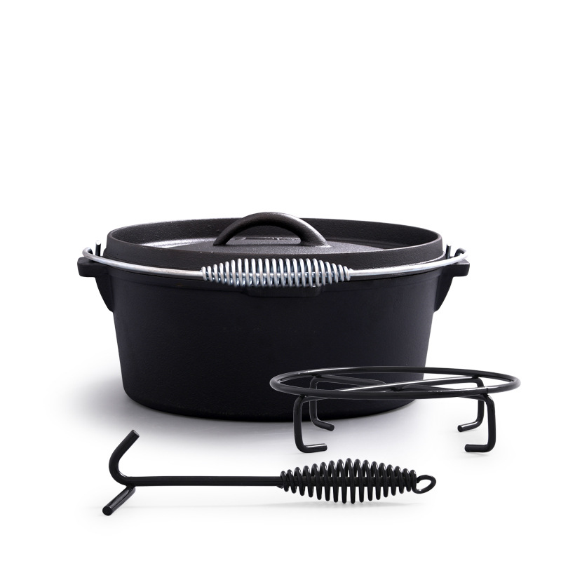Pre-Seasoned Cast Iron Camp Dutch Oven Pot with Lid