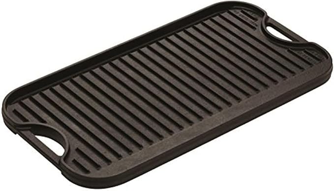 Pre-Seasoned Cast Iron Reversible Rectangular Grill/Griddle Plate
