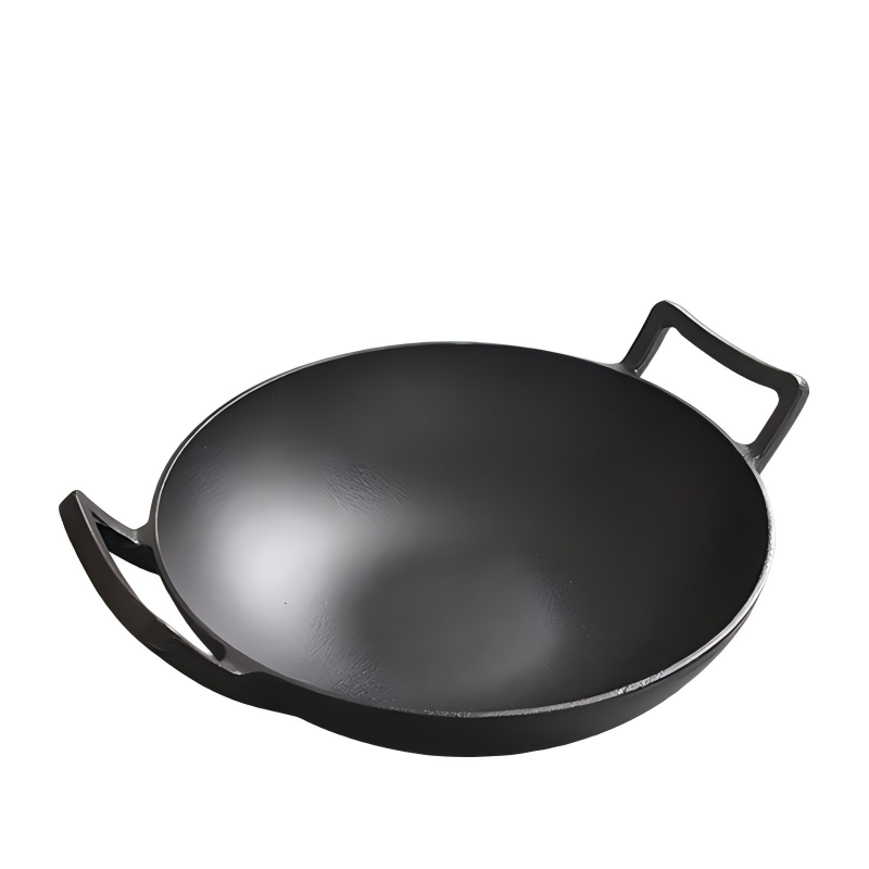 30/32/34/36 cm Pre-seasoned Cast Iron Wok with Flat Base