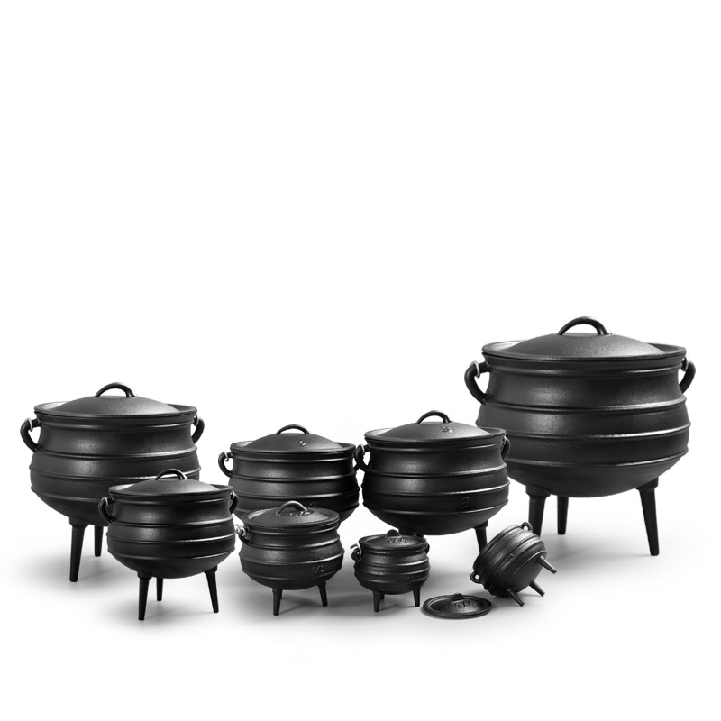 Pre-Seasoned Cast Iron Cauldron – African Potjie Pot with Lid