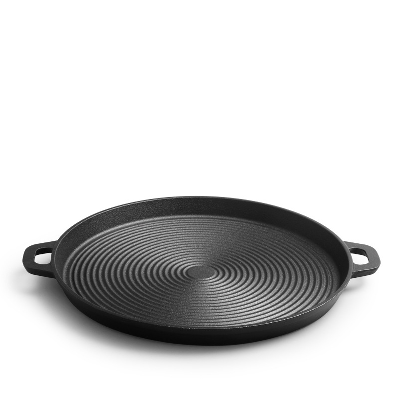 34cm pre-seasoned cast iron round pan