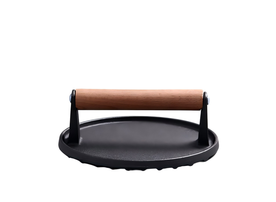 Heavy-Duty Grill Bacon Meat Press Tool with Wood Handle