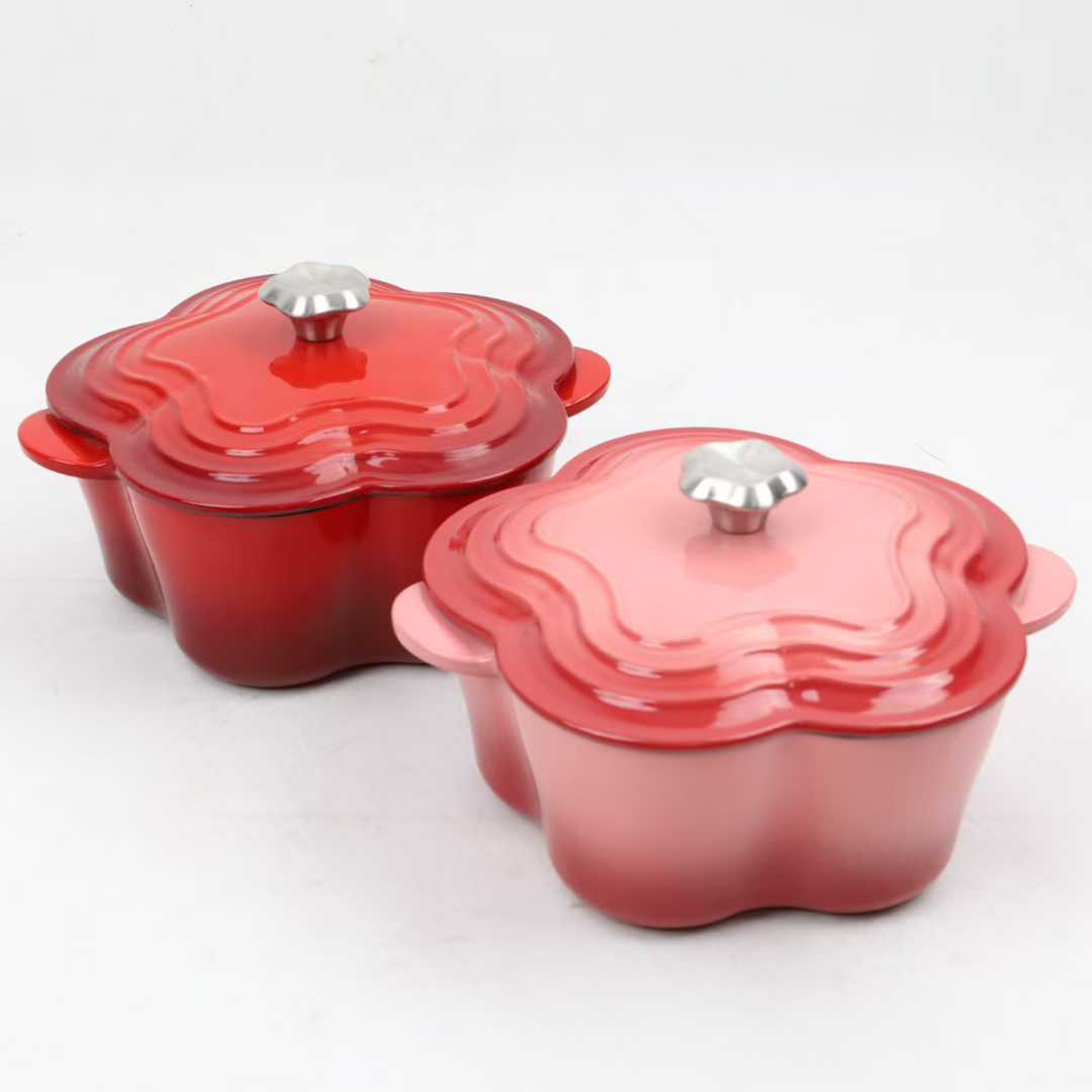 20cm enamel flower cast iron casserole