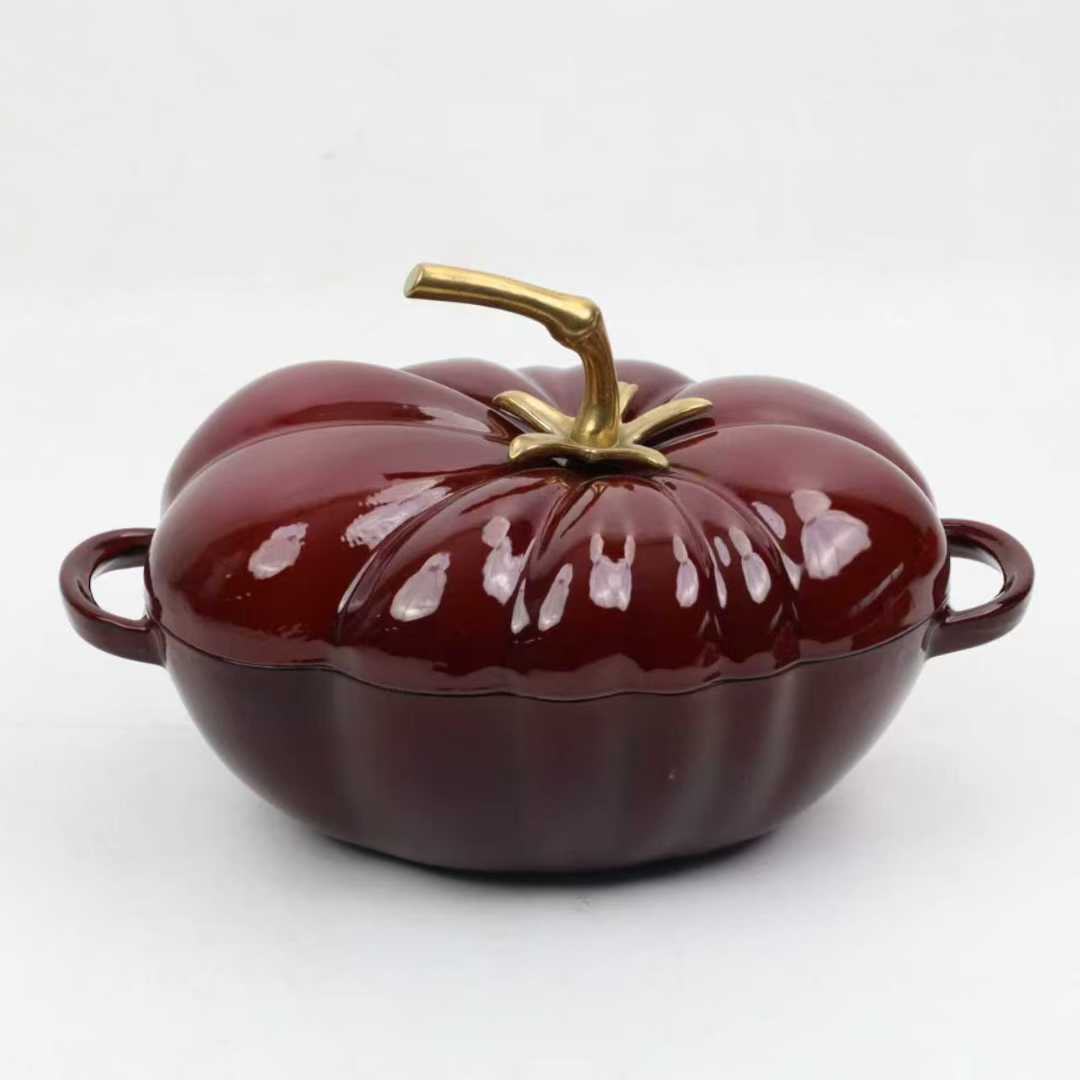With Lid Tomato Shaped Dutch Oven Pot, Cast Iron Tomato Dutch Oven