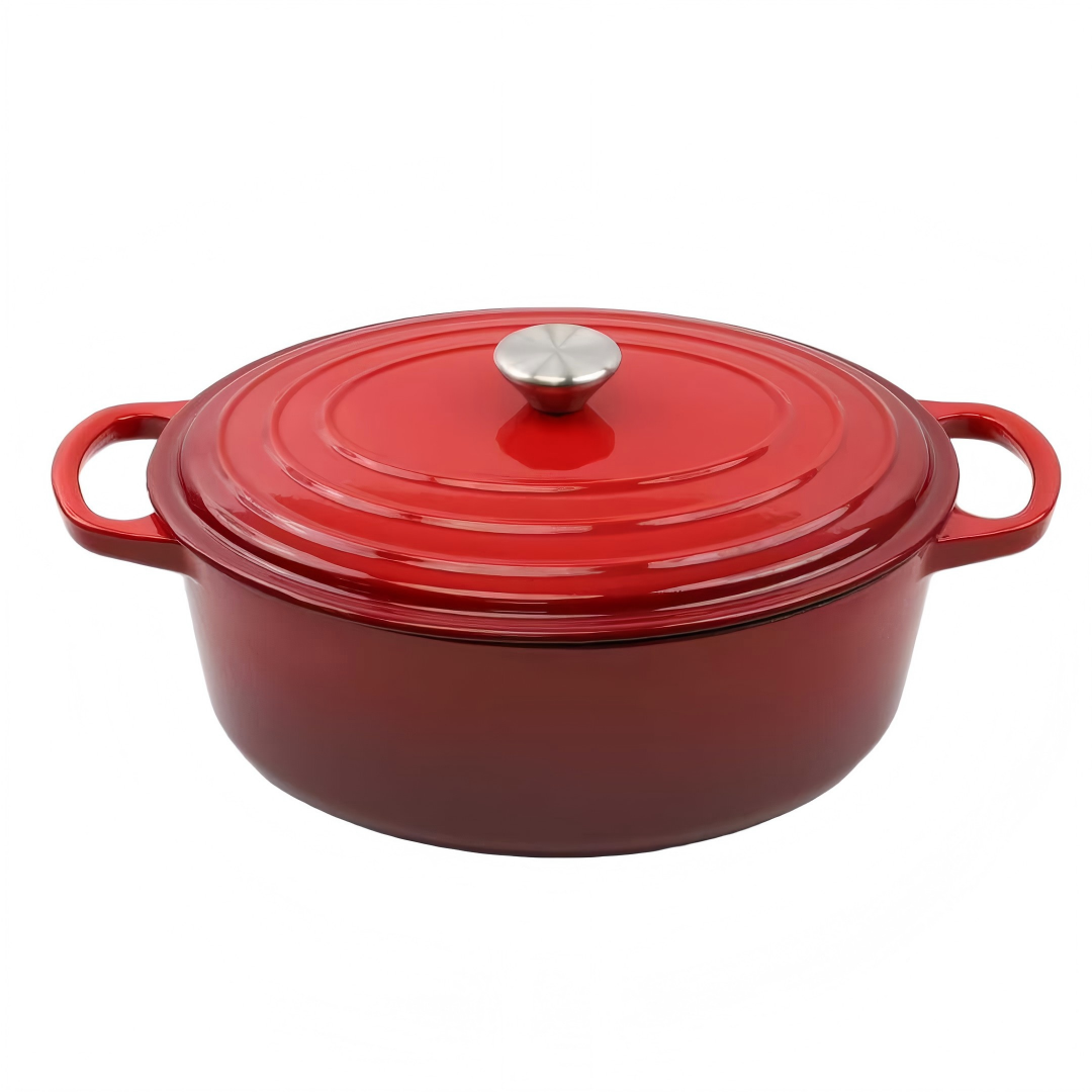 32 cm Oval Enameled Cast Iron Dutch Oven Pot with Lid